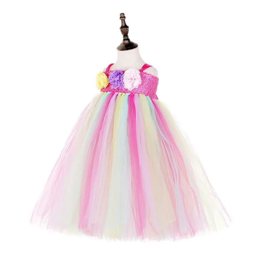 Радужная юбка-пачка для маленьких девочек Розовое платье с юбкой-пачкой