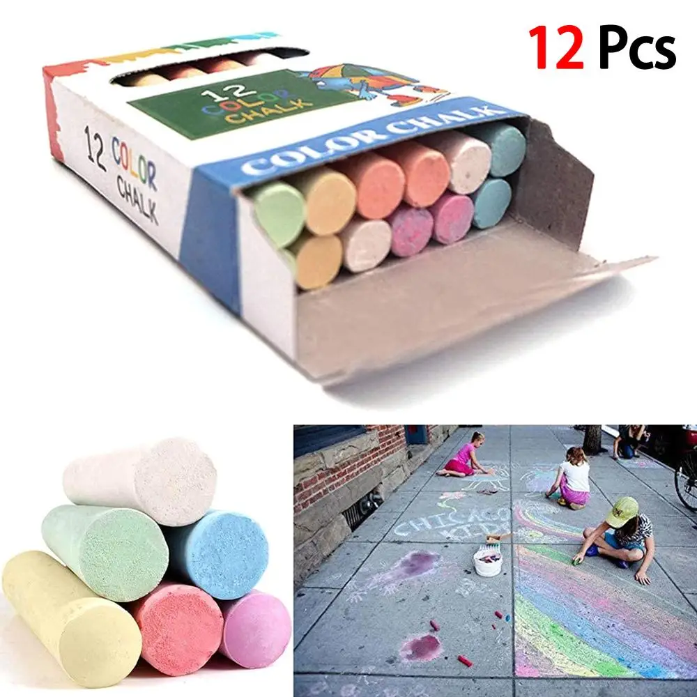 Мел 12/100 шт. Смешанные цвета Белые Палочки упаковка детская игровая площадка