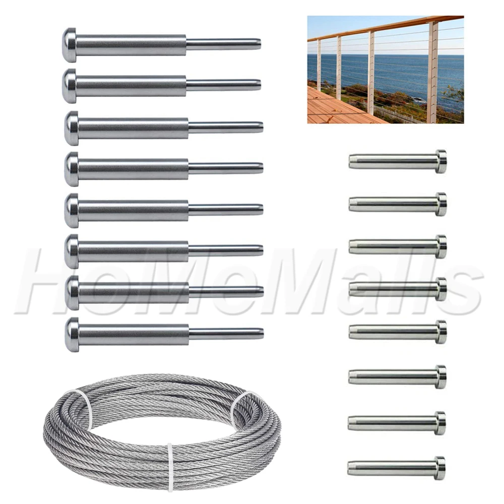 316 Stainless Steel Cable Railing Kits 8pcs Invisible Turnbuckle Tensioners And Terminal Anchors For Metal Railing Wood Baluster
