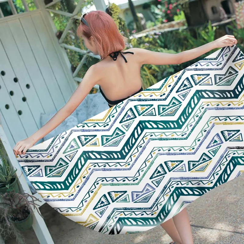 

Retro Printing Bath Towel Color Stripes Microfiber Beach Towel Bathroom Supplies Camping Accessories Bath Towels For Adults