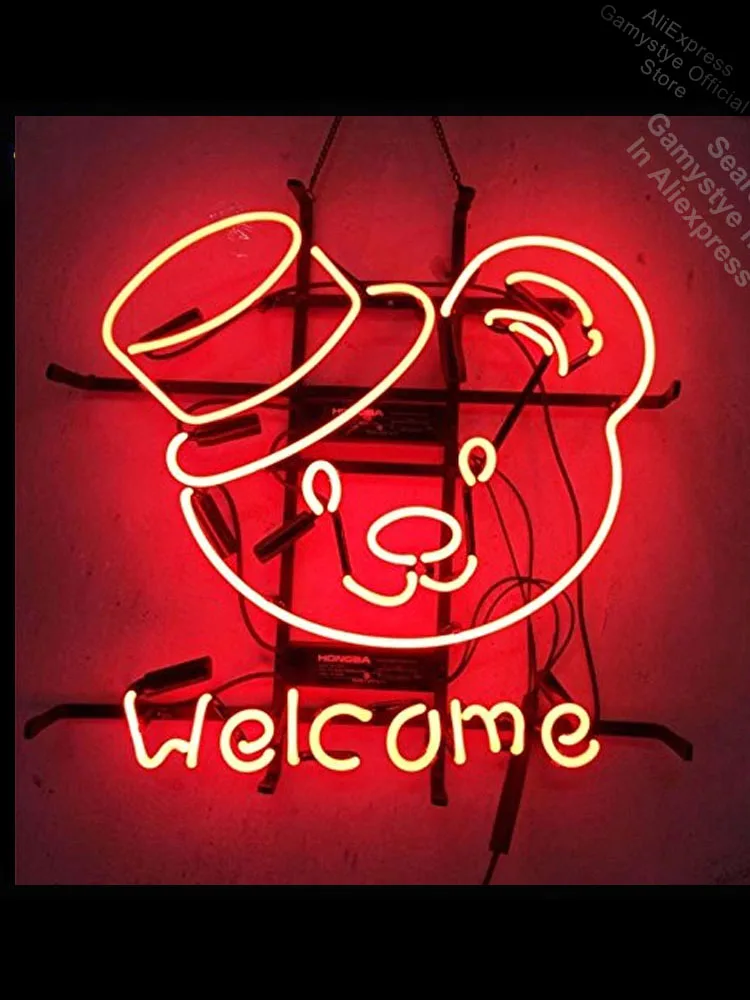 

Neon Sign Welcome Bear neon Light Sign Beer Bar Pub Sign outdoor lighting store Polis Signage Shop Neon Light Signs for Store