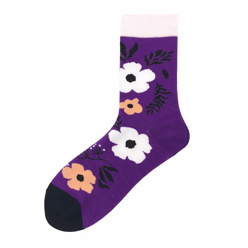 socks 05 Kawaii/женские носки с цветочным рисунком; милые женские носки с абстрактным принтом; хлопковые короткие креативные носки с животными; теплые забавные зимние носки до щиколотки - Цвет: socks 05