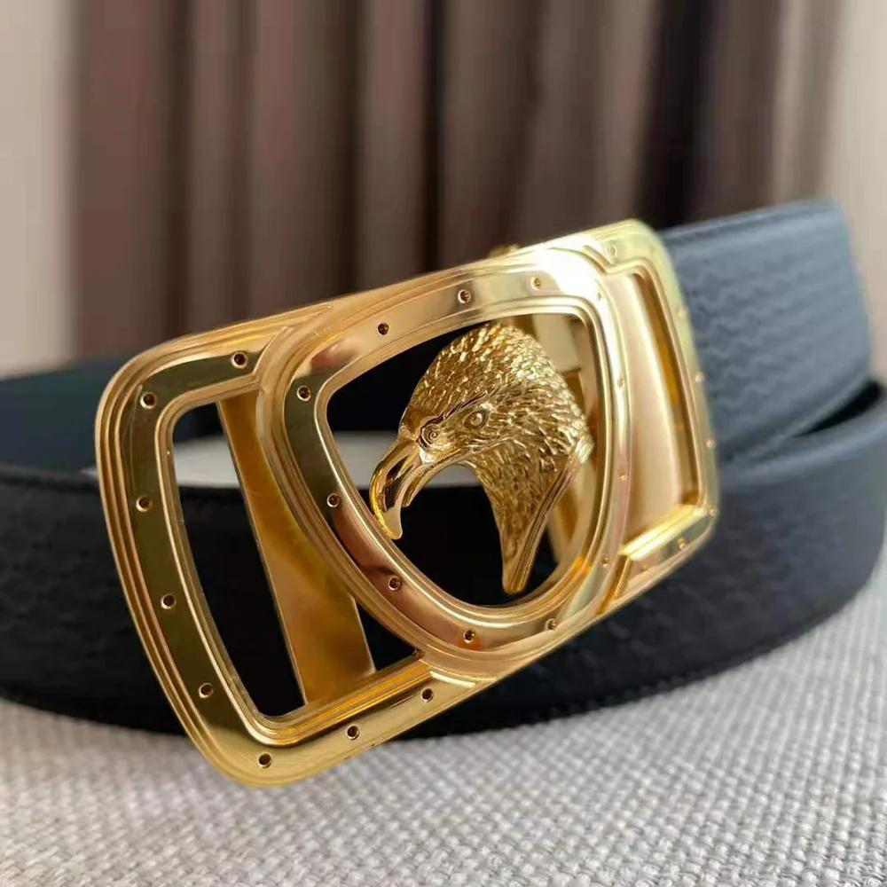 

Top 3.5Cm Automatic Adjustable Genuine Leather Black Belts For Men Jeans Luxury Classic Brand Designer Fashion Belt Gifts Box