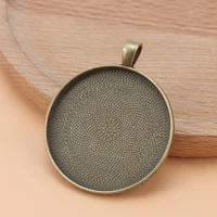 10pcslot antique bronze large round frame bezel necklace pendant making trays cameo cabochon base settings 38mm