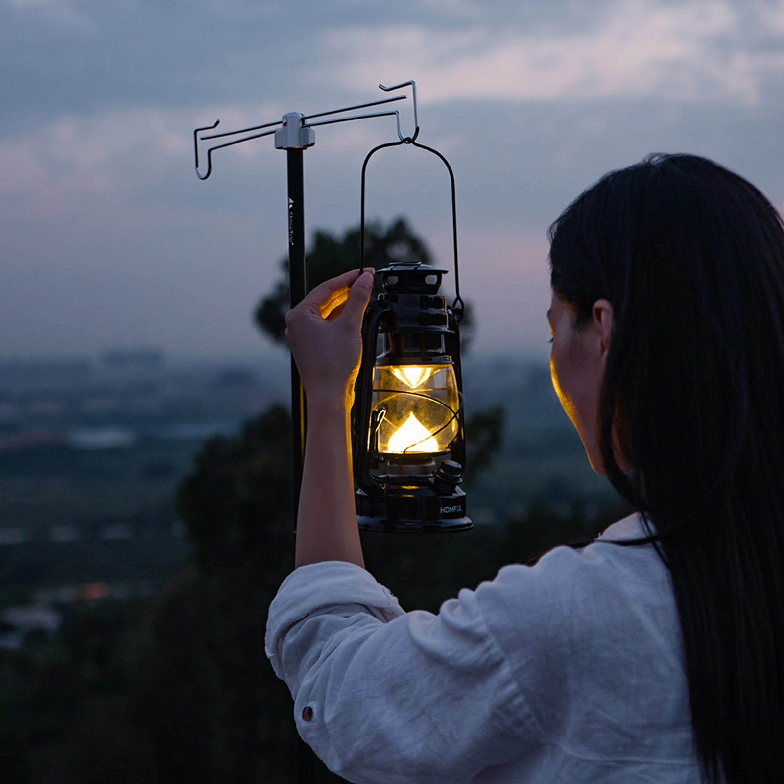 

Outdoor Multifunctional Camping Folding Lamp Stand Portable Telescopic Double-headed Lighting Pole Retro Camping Lamp Hook