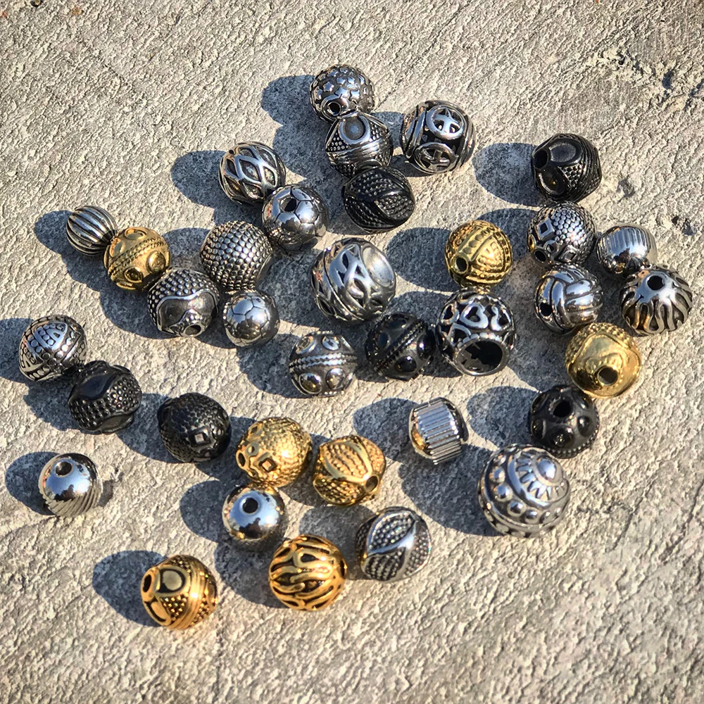 Бусины 10 мм для изготовления ювелирных изделий винтажные золотые стальные