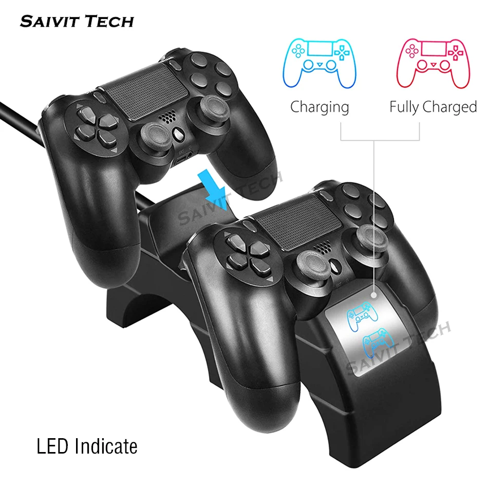 Тонкая беспроводная док станция для контроллеров Sony PlayStation PS 4 DualShock двойное