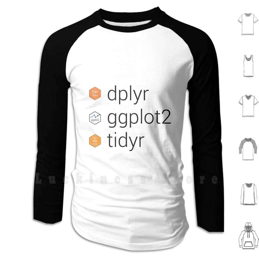 

Tidyverse библиотеки: Dplyr , Ggplot2 , Tidyr толстовки с длинным рукавом ggучасток Ggplot2 Dplyr Tidyr Tidyverse