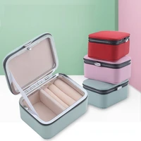mini small jewelry case jewelry organizer display travel portable pu leather jewelry box necklace earrings ring storage holder