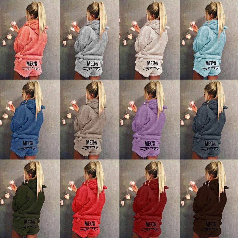 

Jyscude Women's Wear Pajamas Hooded Casual Suit Two Piece Embroidered Pajama Set Women