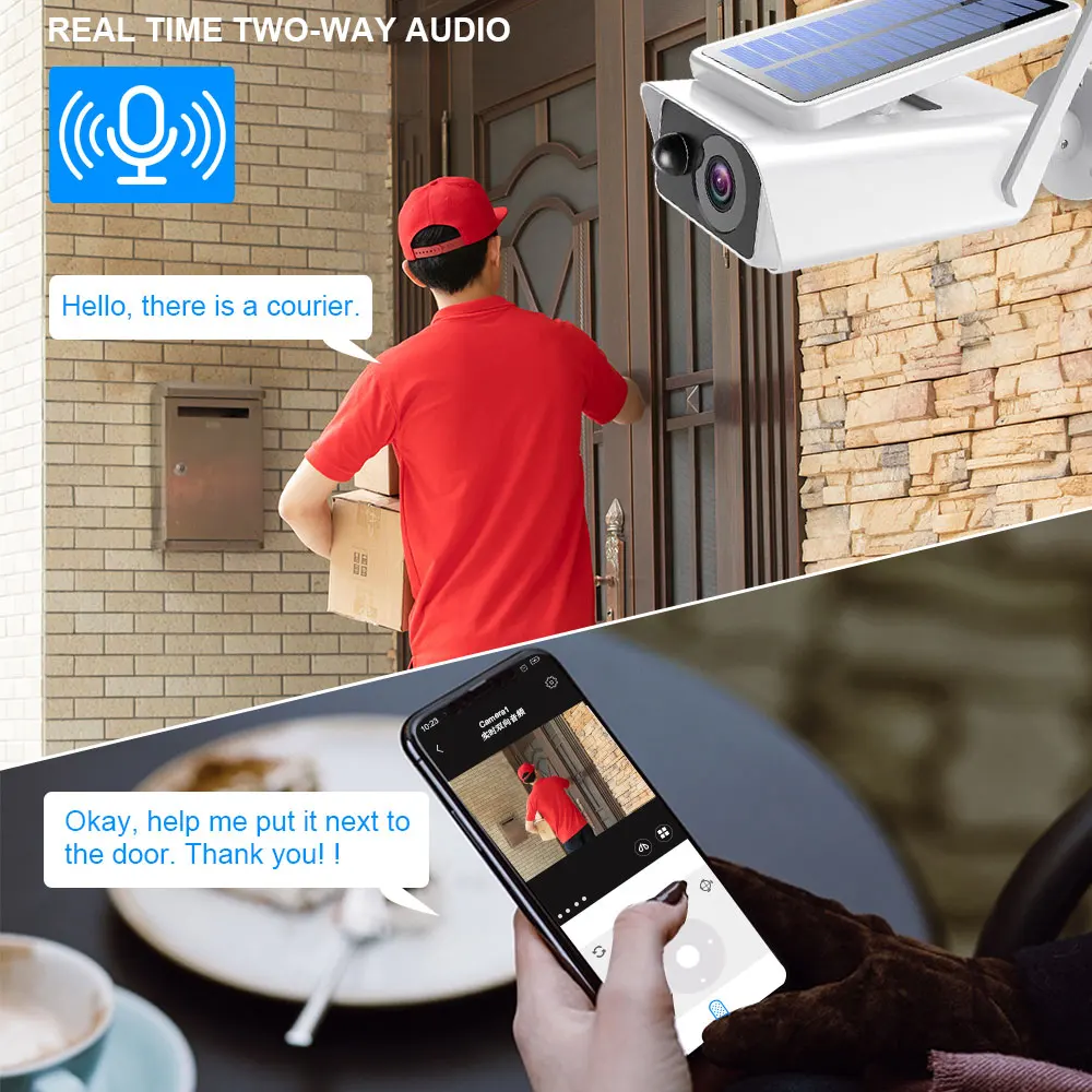 5MP Solar IP Security Camera PIR Motion Sensor Battery Power Two Way Audio Wireless Wifi CCTV Video Surveillance | Безопасность и