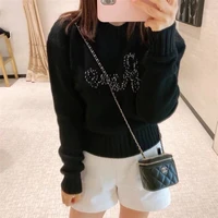 women sweater pull letters knitted top long sleeved o neck hand embroidery beaded sweater ladies mohair knitwear female pullover