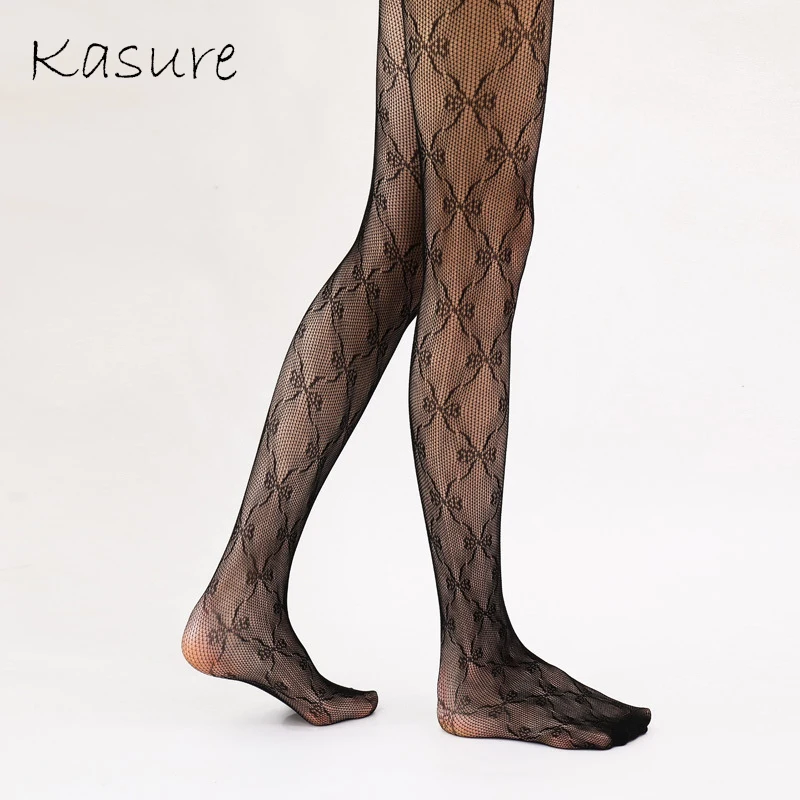 KASURE сексуальные прозрачные ажурные эластичные кружевные сетчатые колготки с