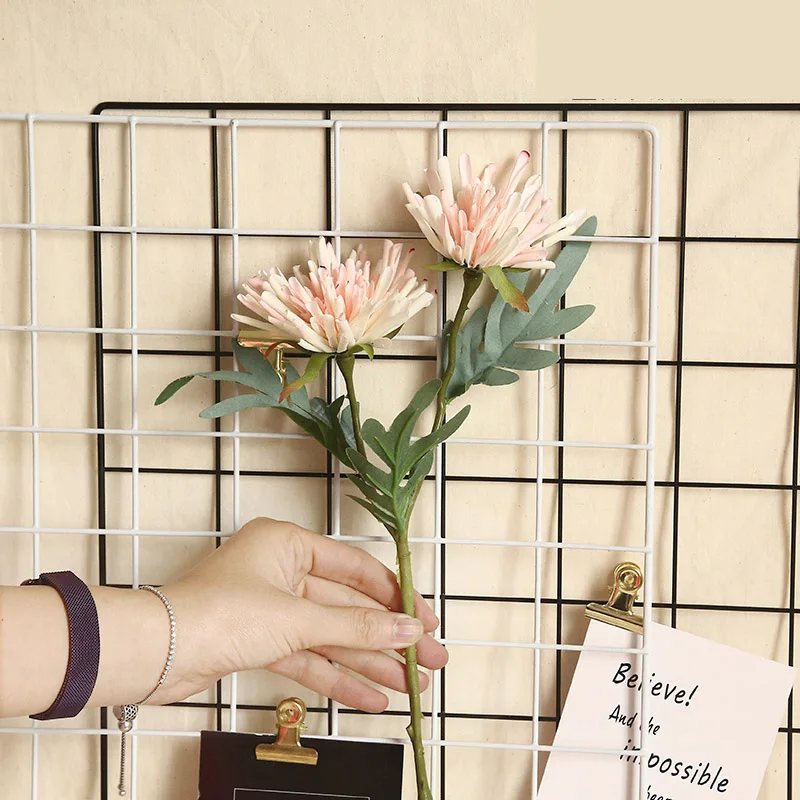 2 головки белый искусственная Хризантема цветы искусственные букет шелковых