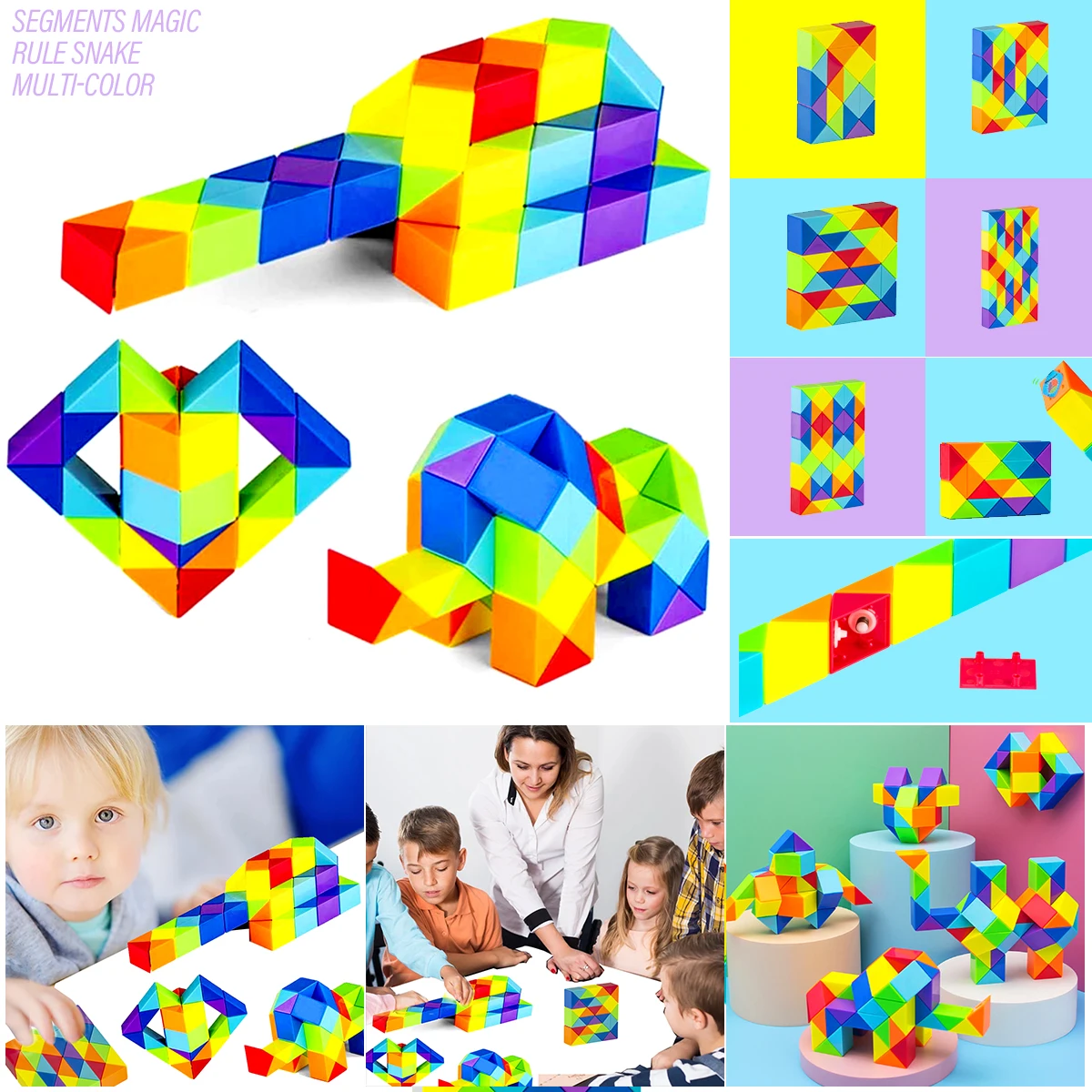 

Magic Snake Ruler Folding Speed Cube Fidget Multi-color Twist Puzzle Kids Educational Brain Teaser Antistress Toys Party Favors