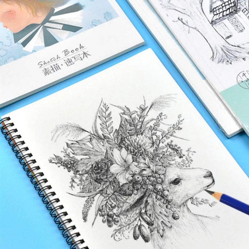 

16k8k Sketch Book A3A4 Coil Children Primary School Students Blank Oil Pastel Graffiti Diy Creative Exercise Art Supplies