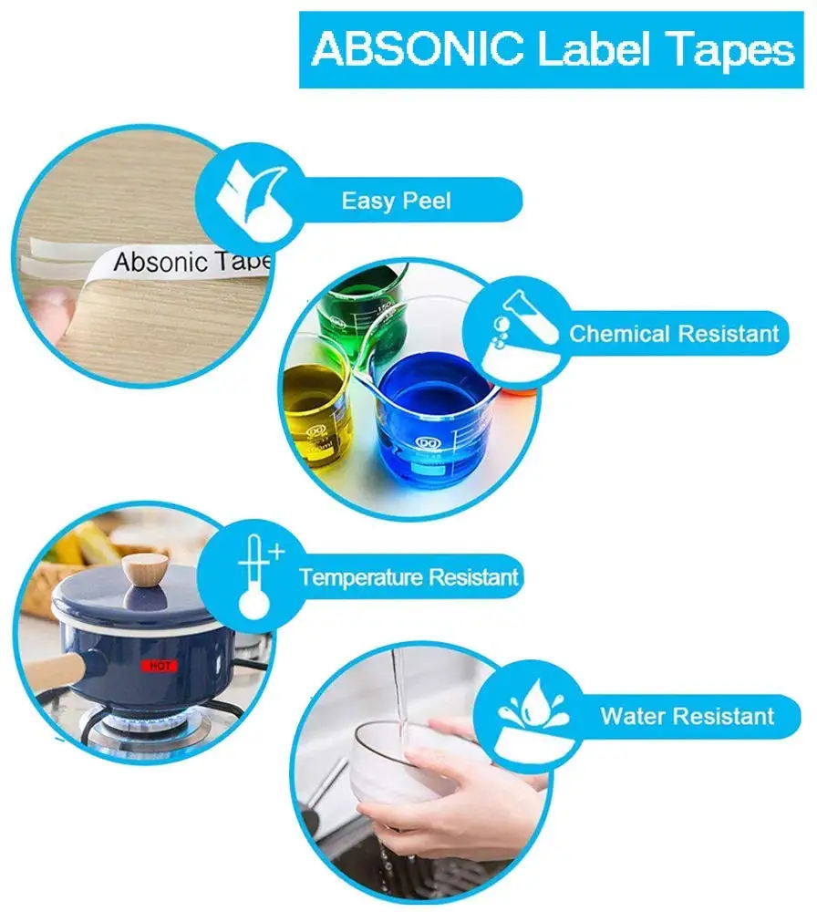 Absonic 12 мм пластик 12267 черный на прозрачный для картриджа этикетки кассета Dymo Letratag