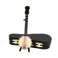 1pcs miniature banjo model with support and case mini musical instrument dollhouse 16 action figure accessories bjd