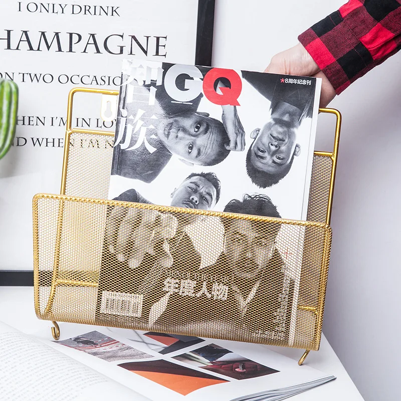 Nordic Wrought Iron Net Magazine Storage Rack Modern Books Shelf Home Wall Decoration Pendant Newspaper Hanging Holder Organizer | Дом и сад