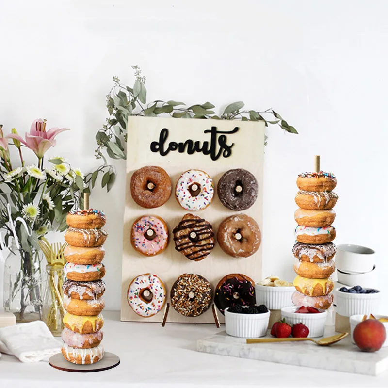 

Donut Wall Stand Wedding Decoration DIY Doughnut Display Bar With Base Baby Shower Birthday Party Cake Dessert Stand Table Decor