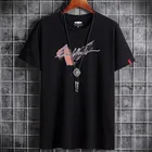 Модная летняя одежда для мужчин, 2021, футболка с аниме, белая, оверсайз, графическая Винтажная футболка, футболка в стиле Харадзюку, манга, искусственная Манга