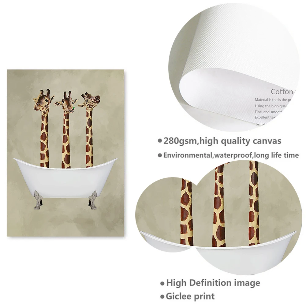 Скандинавская Картина на холсте с изображением животных собаки жирафа страуса в