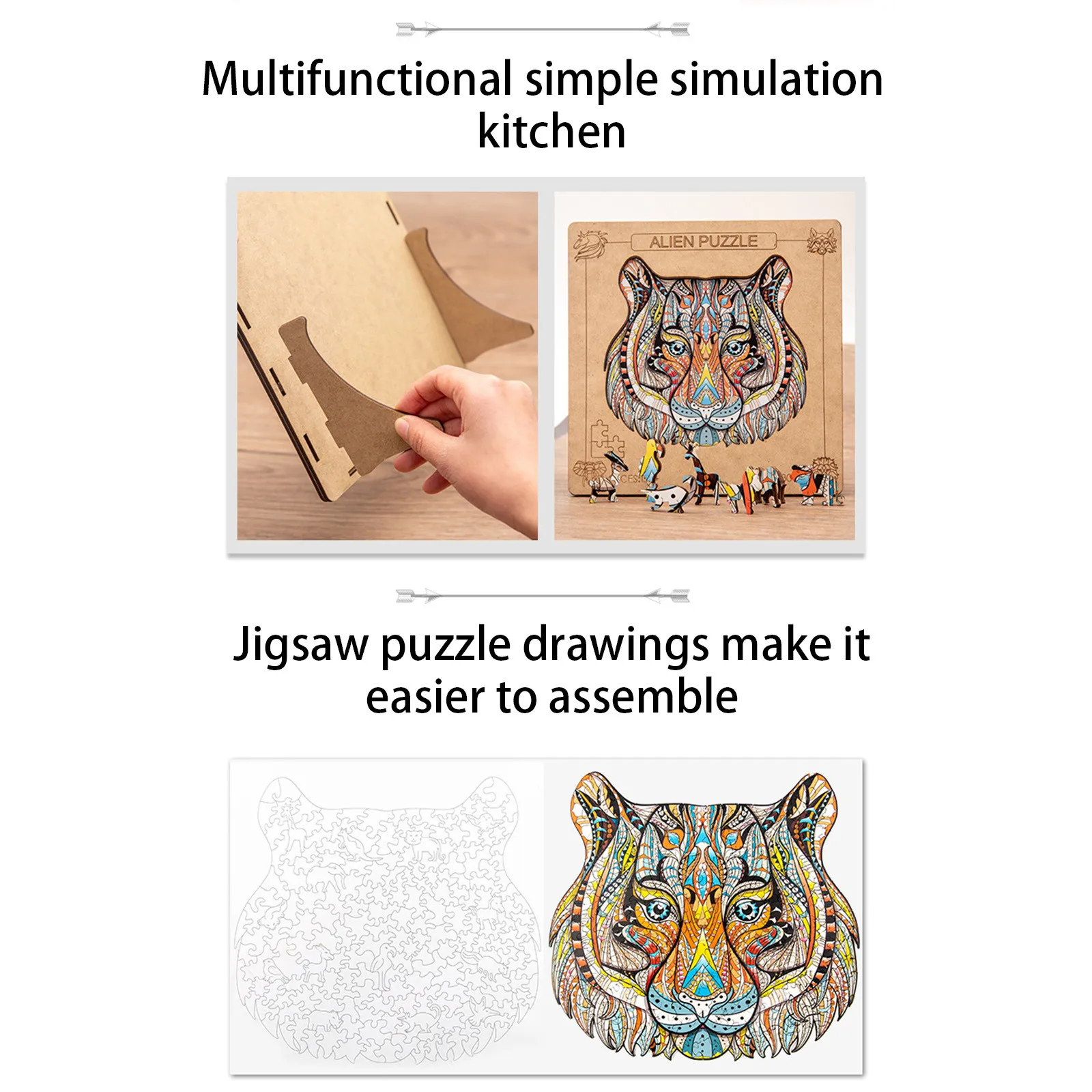 

HIINST 155pcs Lion irregular Shape 3D Building Block Wooden Jigsaws Puzzles Unique Shape Pieces Animals Puzzles