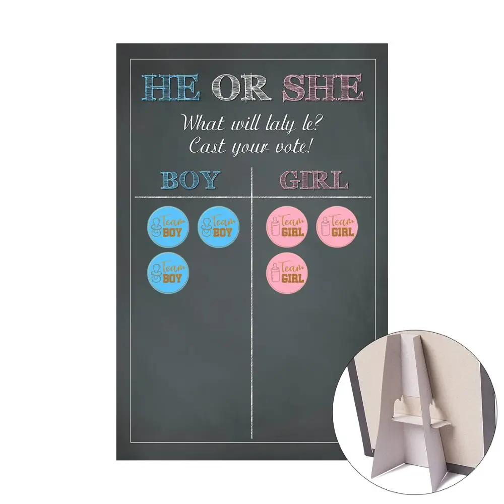 Gender Reveal Party Team Game Voting Card boy or girl Hard Paper Baby Birthday Holiday party | Дом и сад