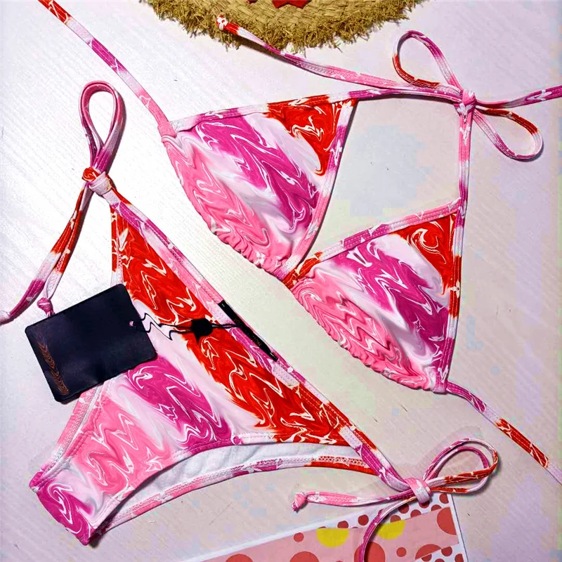 

Women's bikini European and American fashion letter printing sexy denim women's briefs surf suit
