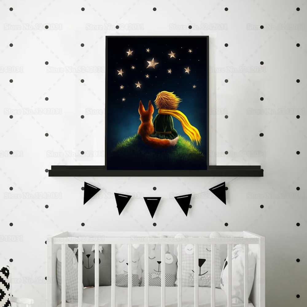 Маленький принц Детский Настенный художественный постер и лиса Печать холст