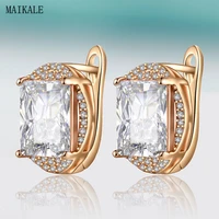 maikale korean square zircon stud earrings for women gold cubic zirconia round earings fashion jewelry wedding charm gift