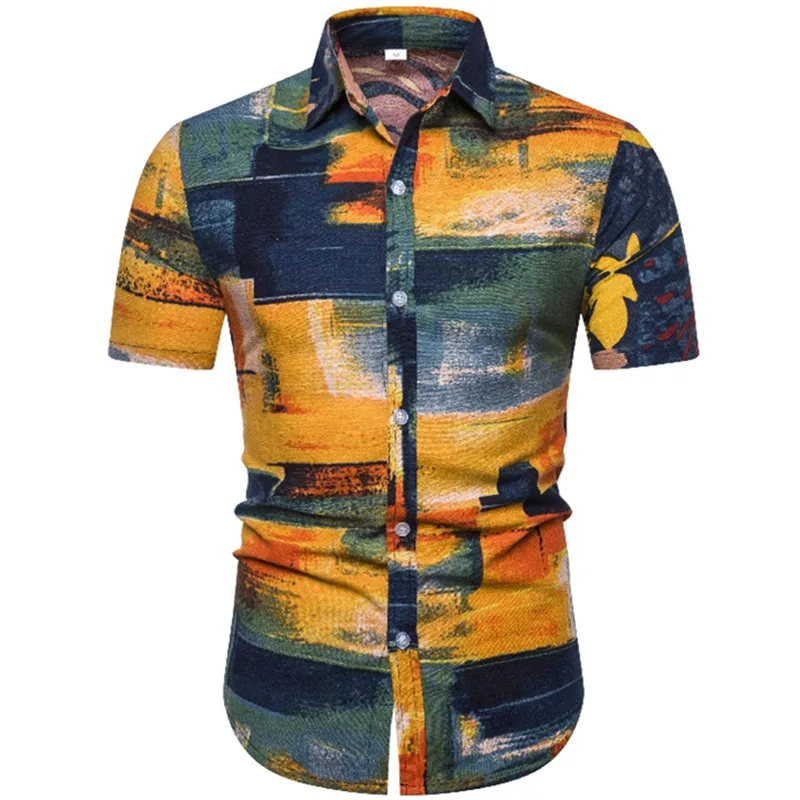 Летняя мода 2020 новая мужская повседневная Изысканная тонкая рубашка с коротким