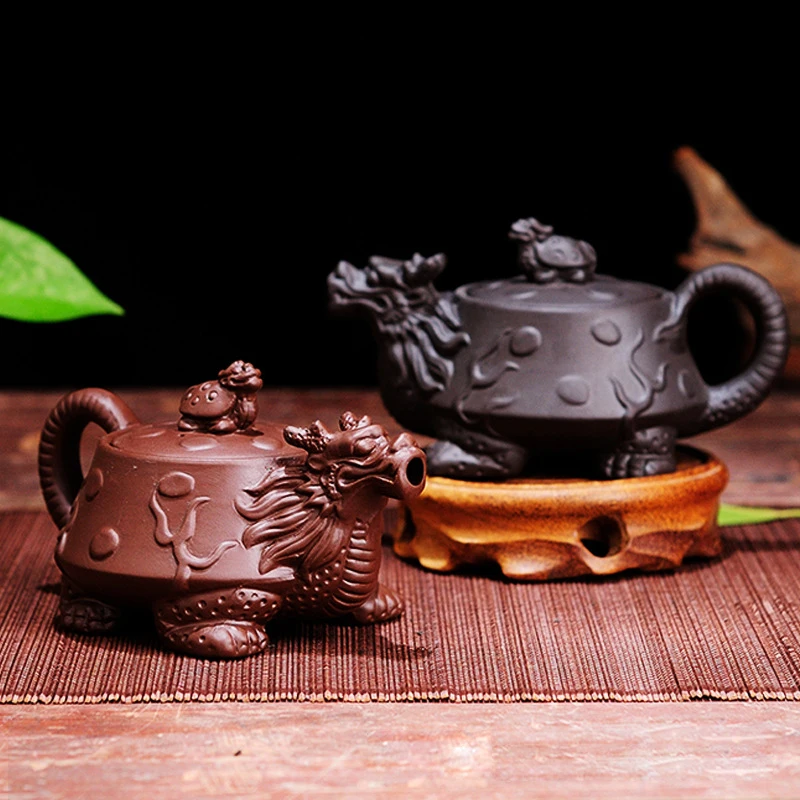 Прямая поставка, чайный горшок из фиолетовой глины, традиционный китайский чайный горшок, чайник с драконом и Фениксом, чай премиум класса, чайный набор из фиолетовой глины