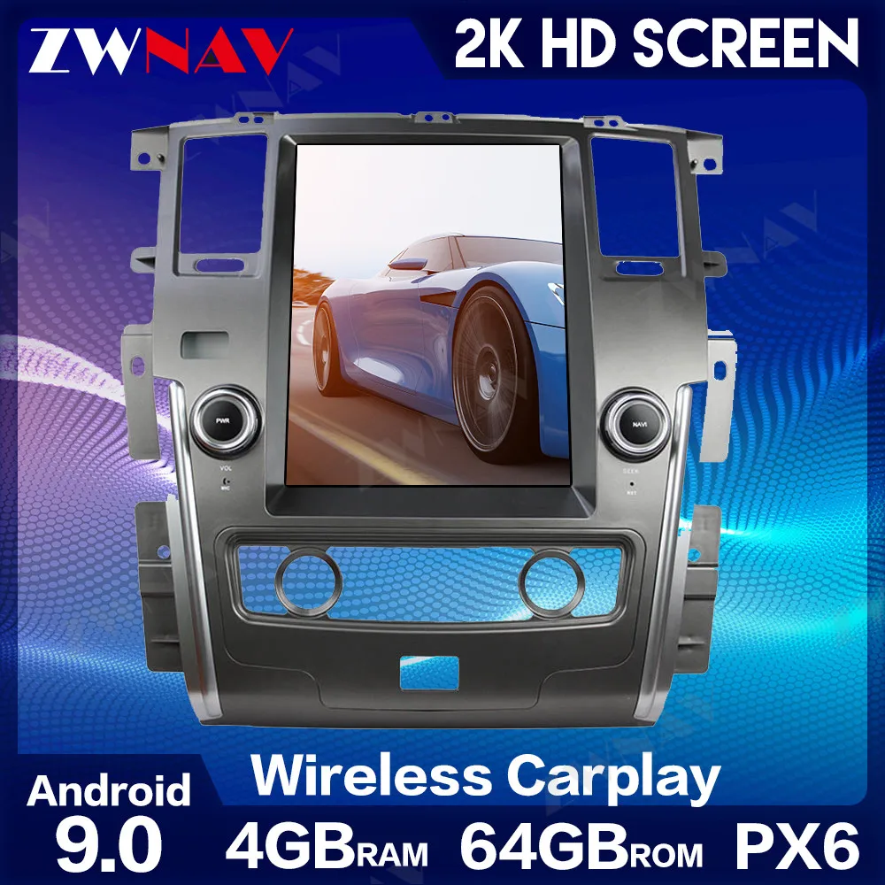 

Автомагнитола PX6 на Android 9, 12,1 дюйма, с вертикальным экраном, в стиле Тесла, радио, GPS, bluetooth, навигатор, плеер для Nissan патруль 2010-2014