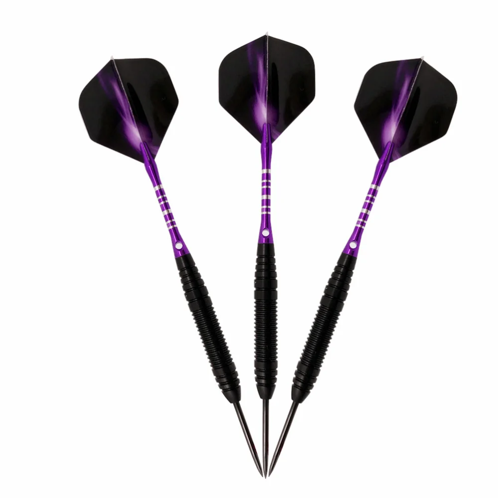 

1 Set Alloy Darts Set Professional Needle Tipped Dart Shafts Standard Flights with Dart Sharpener for Dartboard (Purple)