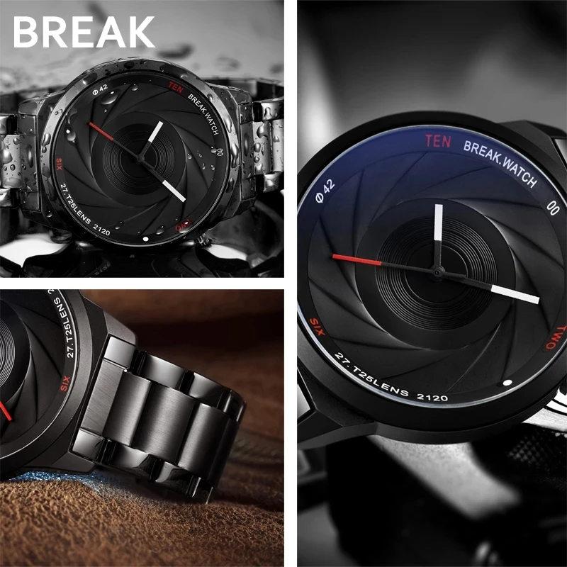 Мужские повседневные часы от топ бренда Break роскошные кожаные деловые кварцевые