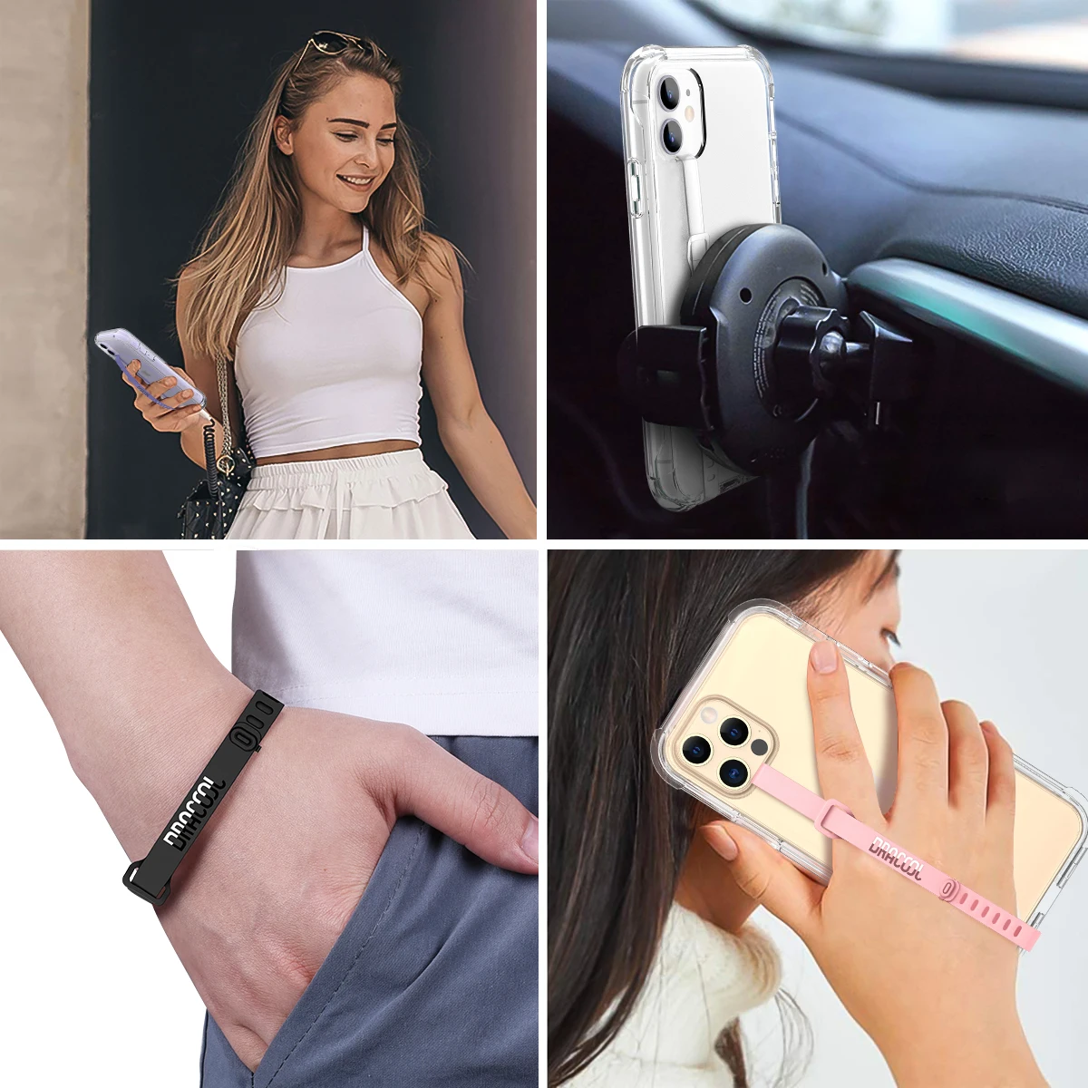 2pcs Soft TPU clear Wristband Hand Band silicone Grip Phone Hand Finger Ring Holder Strap Ropes Band For iphone Samsung  Bracket