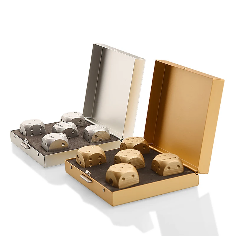 

5 Pcs Aluminum Alloy Metal Dices Set Whisky Dice Stones Ice Cubes Bucket Reusable