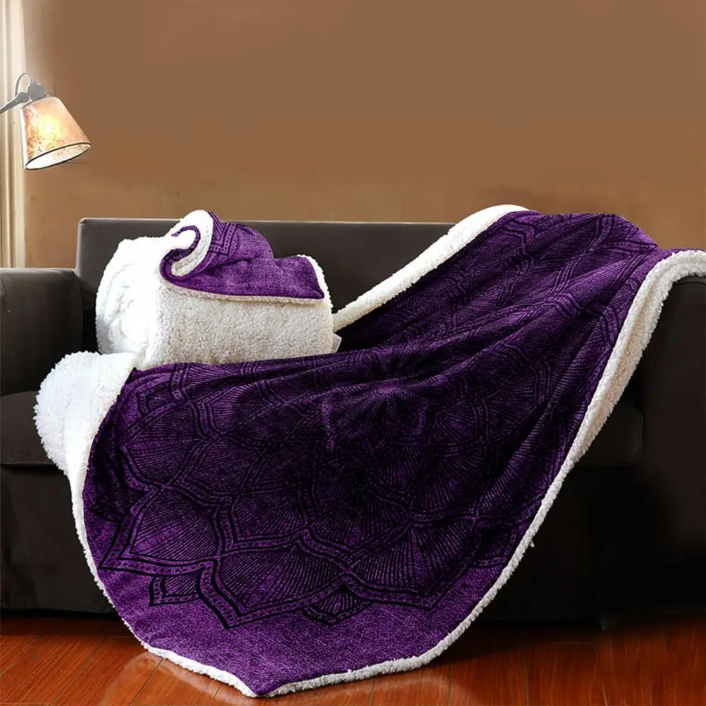 ONGLYP фиолетовый Мандала Boho подстежка на искусственном меху Одеяло удобные Пледы