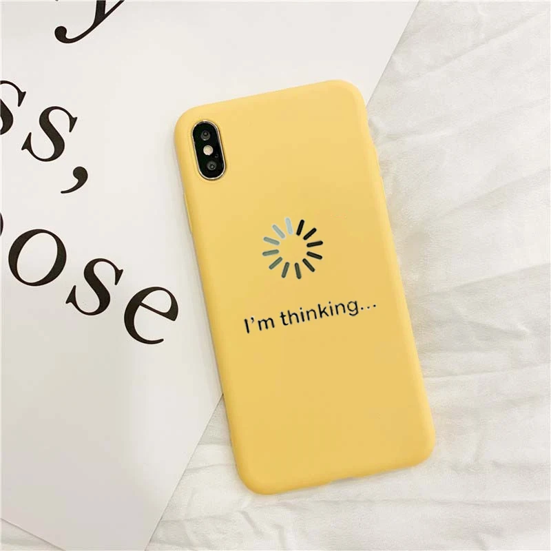 Простой Забавный мягкий чехол для телефона I am thinking iPhone 12 mini 11 Pro Max X XR XS 6 s 7 8 Plus SE 2020