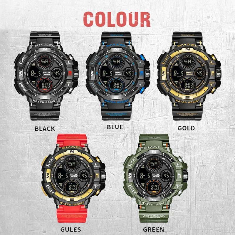 

SMAEL Watch Men Sport Waterproof Dual Display Men's Watches Electronic Clock Calendar LED Military Man Watch Relogio Masculino