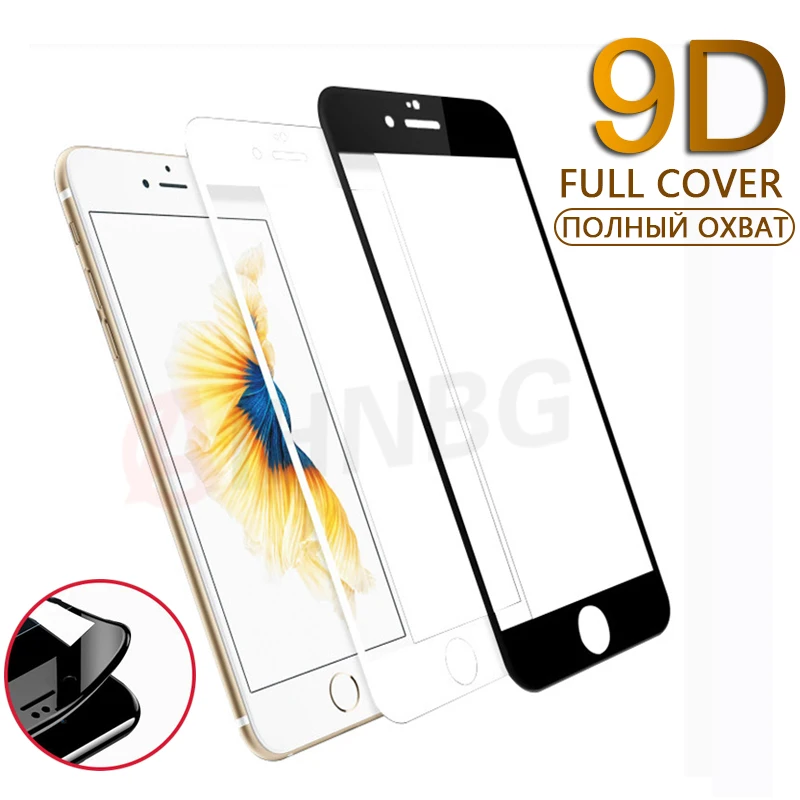 

Закаленное стекло 9D с закругленными краями для iPhone 7, 8, 6, 6S Plus, Защита экрана для iPhone 11 Pro, X, XS, Max, XR, защитное стекло