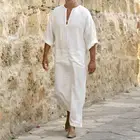 Мусульманская белая мужская одежда Арабская Исламская одежда больших размеров модная Мужская дышащая хлопковая Роба размера плюс размер свободная длинная удобная одежда