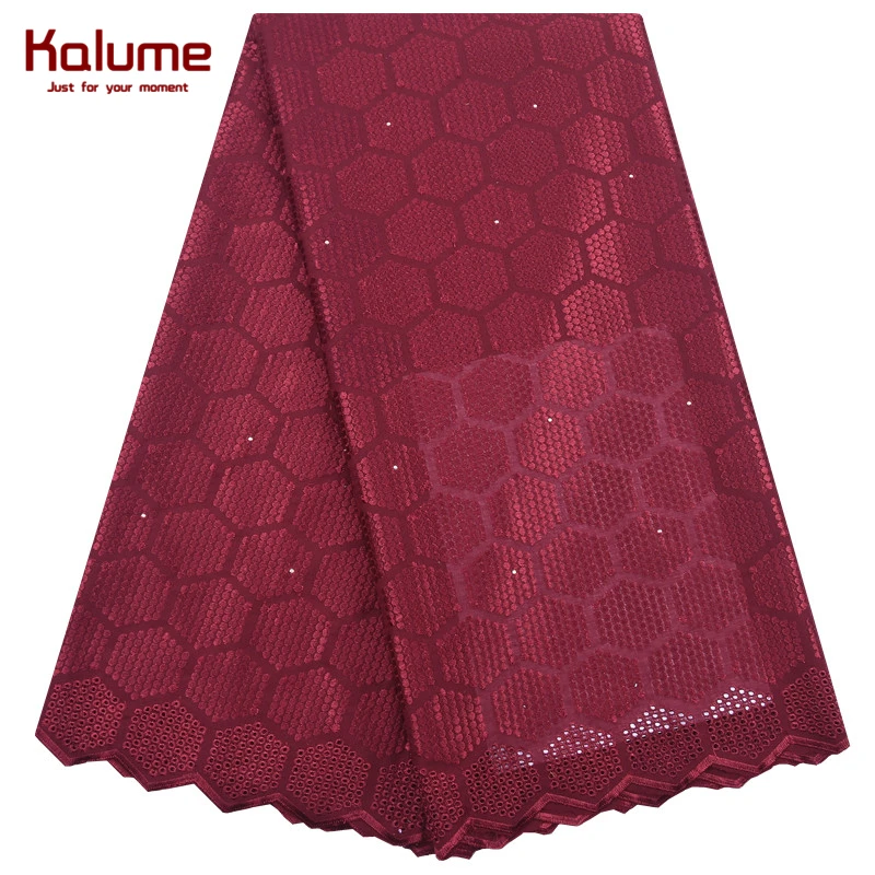 

Kalume Hot Style African Swiss Cotton Lace Fabric High Quality African Cotton Dubai Lace Fabric Stones For Nigerian Party F2095