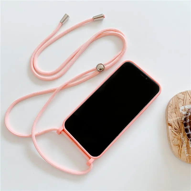 

Crossbody Necklace strap Lanyard Cord silicone phone case for iphone 12 MiNi 12 Pro Max 11 Pro Max X XR XS Max 7 8 plusTPU Cover