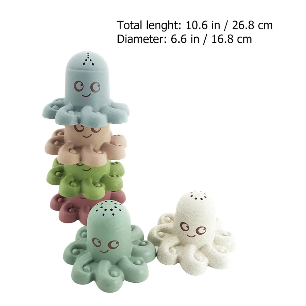 

6pcs Children Bath Toys Cartoon Octopus Shape Shower Stacking Cup Playthings