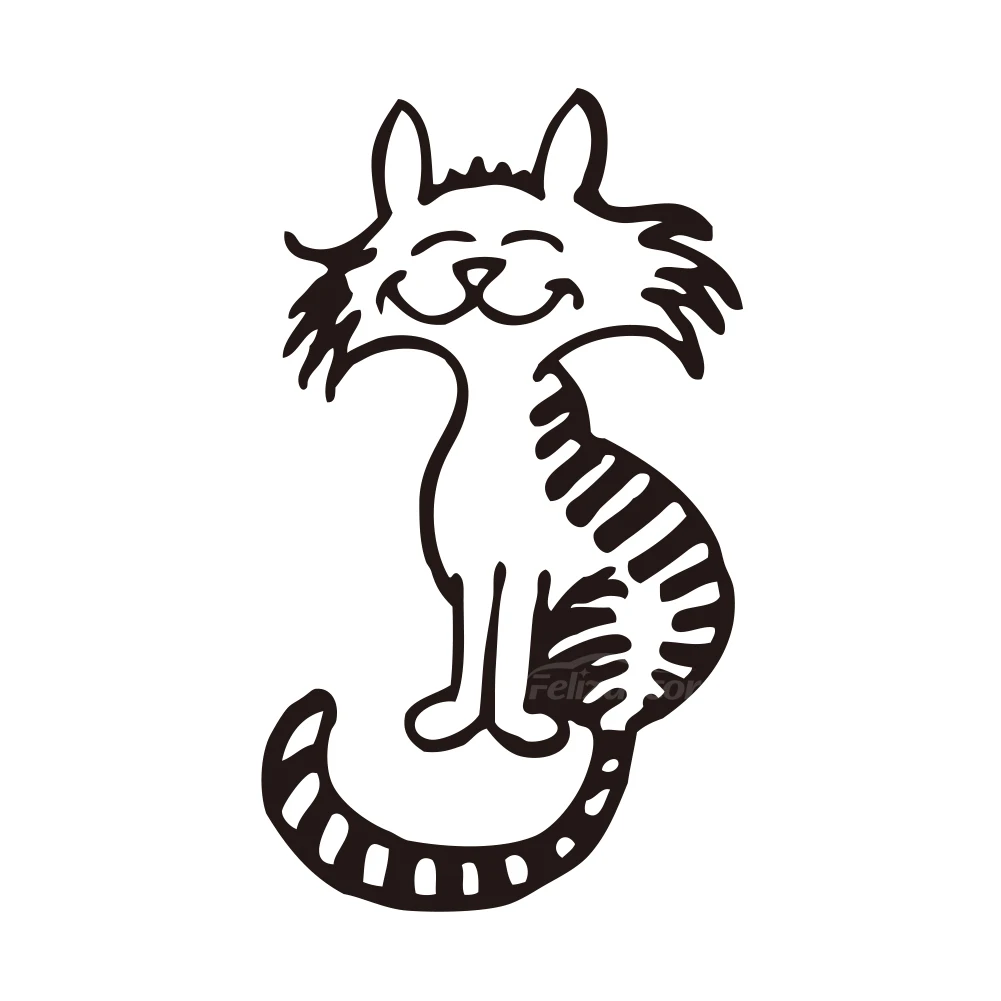 Сидящая на полу с улыбающейся кошкой Автомобильная наклейка для автомобиля