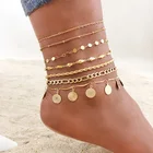 Ножные браслеты Vnox из нержавеющей стали для женщин, ювелирные украшения на ногу, на лодыжку, цвет золотистый, 123 шт.компл., праздничные аксессуары