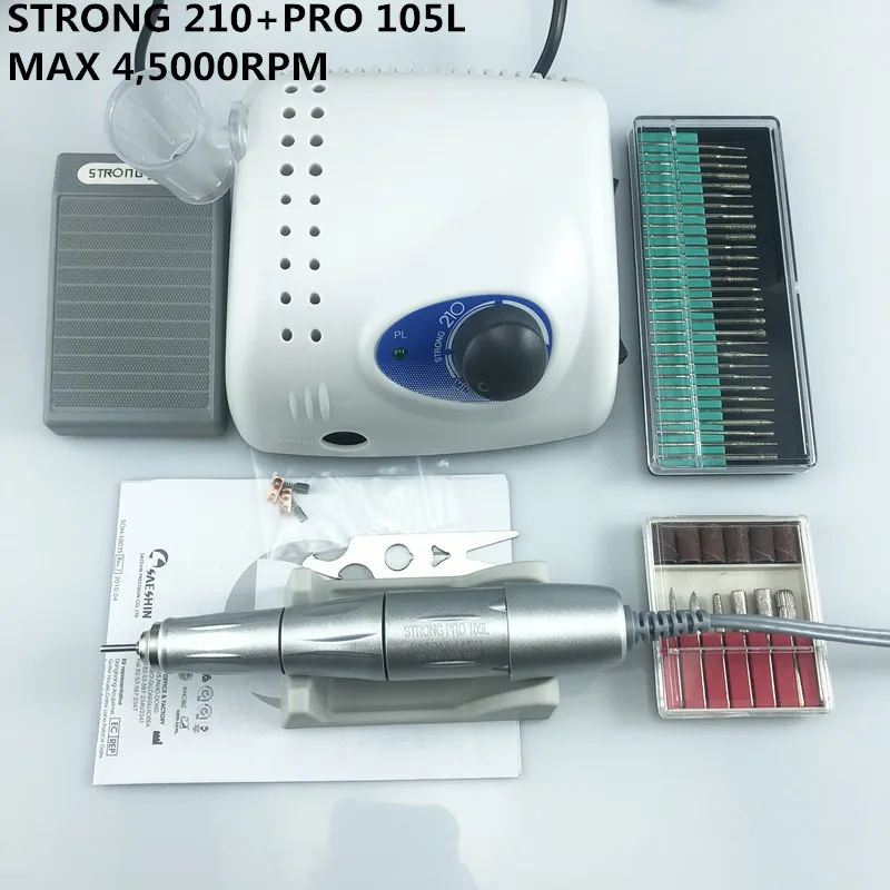 Аппарат для маникюра и педикюра STRONG 210 PRO 105 105L 65 Вт 45000 об./мин.|Электрические