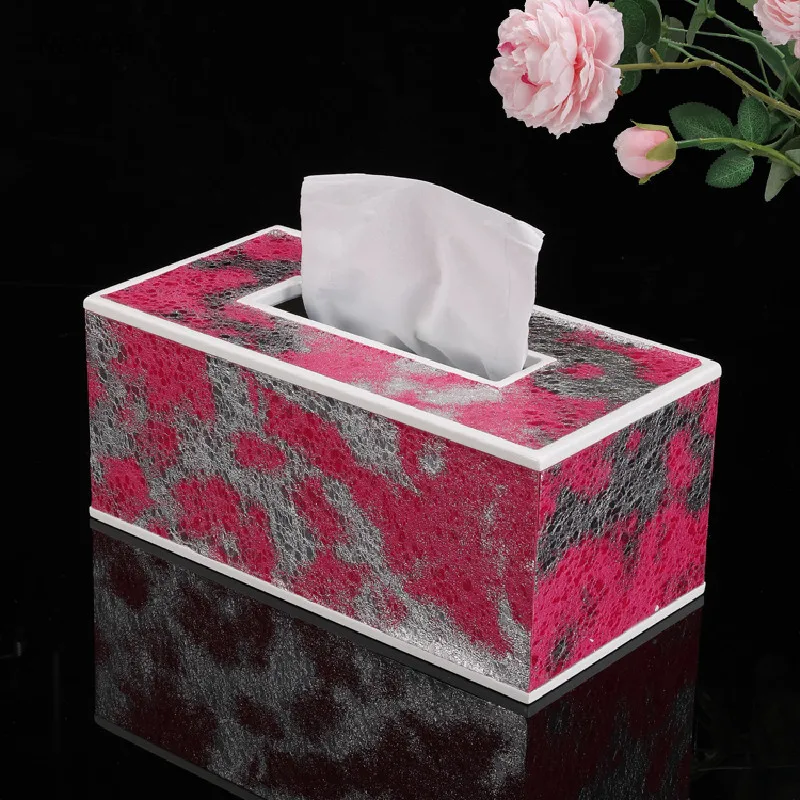 

1pc Red Leather Wood Bath Kitchen Accessories Home Decor Tissue Containers Seat Type Roll Paper Tissue Canister Storage Box